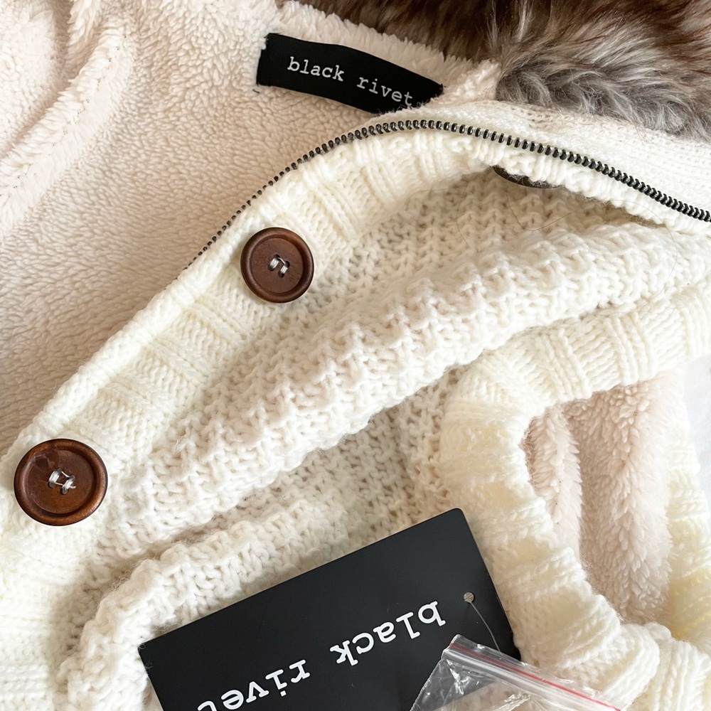 Black Rivet Cream Knit Vest with Brown Buttons